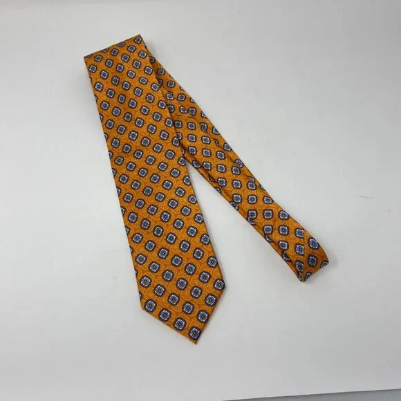 NEW brioni orange print silk mens neck tie